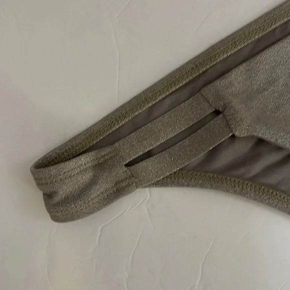 Vitamin A Swimsuit Metallic Gold Taupe Cheeky Bikini Bottoms NWT Women’s Large - Picture 5 of 9